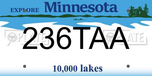 236TAA Minnesota License Plate