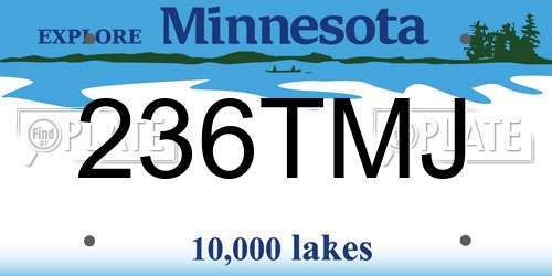 236TMJ Minnesota License Plate