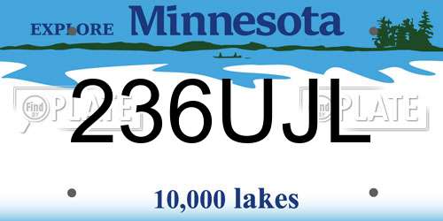 236UJL Minnesota License Plate