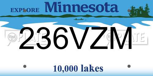 236VZM Minnesota License Plate