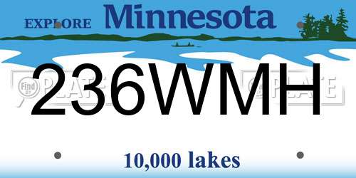236WMH Minnesota License Plate