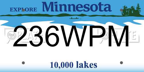 236WPM Minnesota License Plate