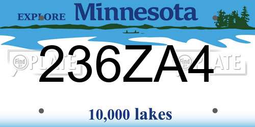 236ZA4 Minnesota License Plate