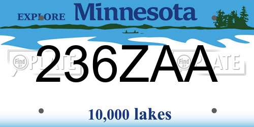236ZAA Minnesota License Plate