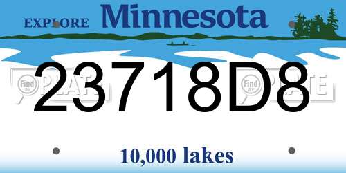 23718D8 Minnesota License Plate