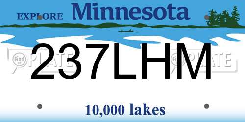 237LHM Minnesota License Plate