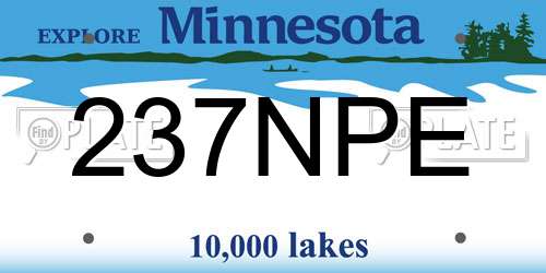 237NPE Minnesota License Plate