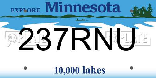 237RNU Minnesota License Plate