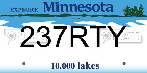 237RTY Minnesota License Plate