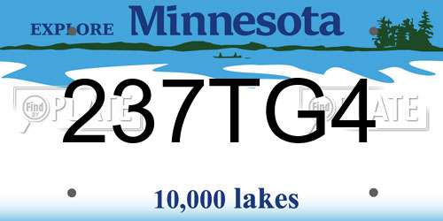 237TG4 Minnesota License Plate