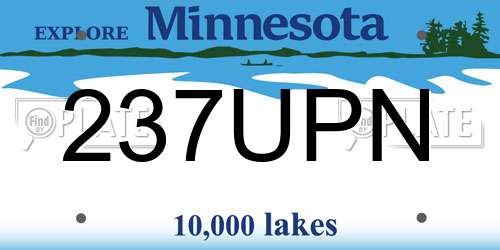 237UPN Minnesota License Plate