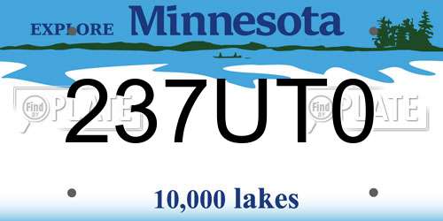 237UT0 Minnesota License Plate