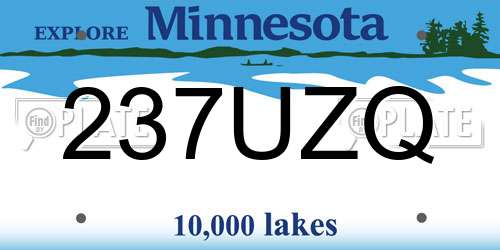 237UZQ Minnesota License Plate