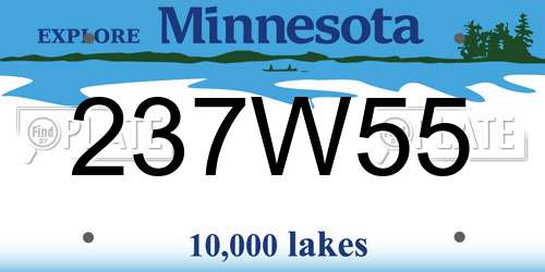 237W55 Minnesota License Plate