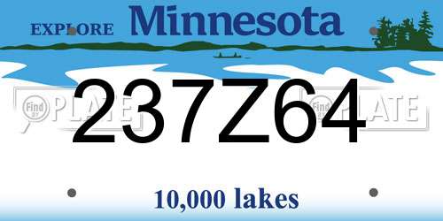 237Z64 Minnesota License Plate
