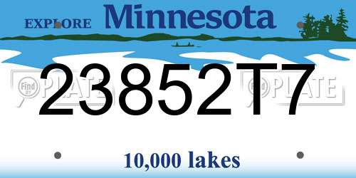 23852T7 Minnesota License Plate