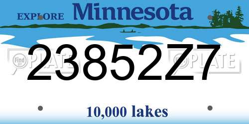23852Z7 Minnesota License Plate