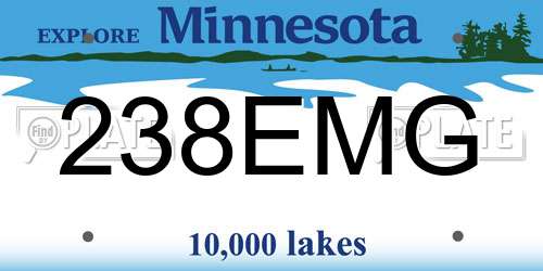 238EMG Minnesota License Plate
