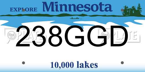 238GGD Minnesota License Plate