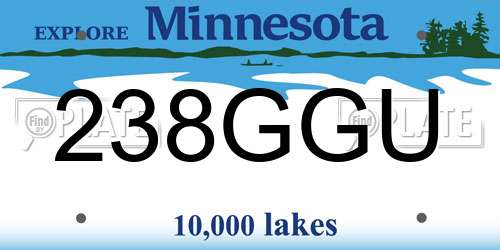 238GGU Minnesota License Plate
