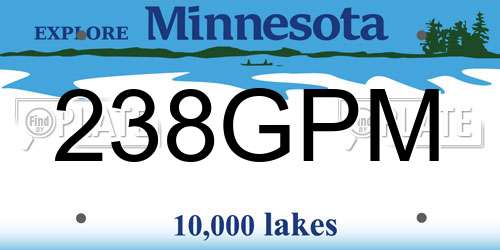 238GPM Minnesota License Plate