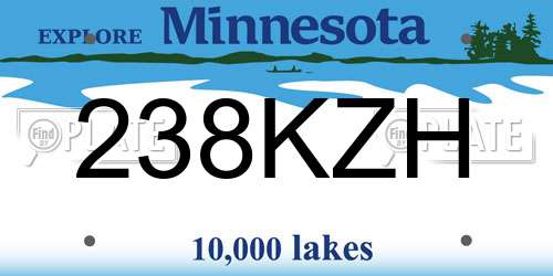 238KZH Minnesota License Plate
