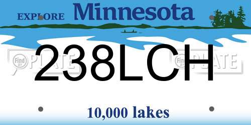 238LCH Minnesota License Plate
