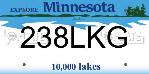 238LKG Minnesota License Plate