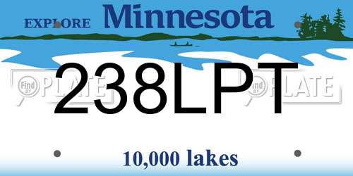 238LPT Minnesota License Plate