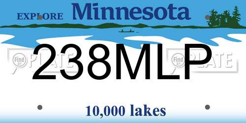 238MLP Minnesota License Plate