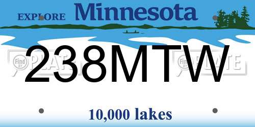 238MTW Minnesota License Plate