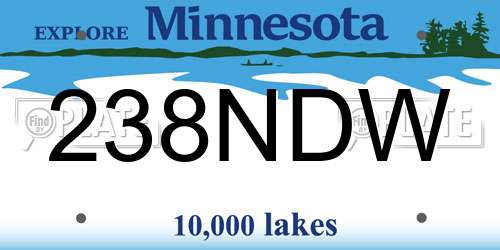 238NDW Minnesota License Plate