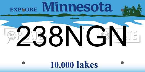 238NGN Minnesota License Plate