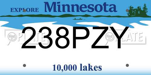 238PZY Minnesota License Plate