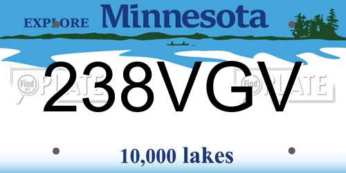 238VGV Minnesota License Plate