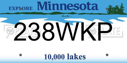 238WKP Minnesota License Plate