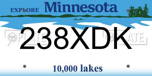 238XDK Minnesota License Plate