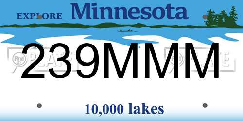 239MMM Minnesota License Plate