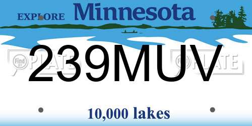 239MUV Minnesota License Plate