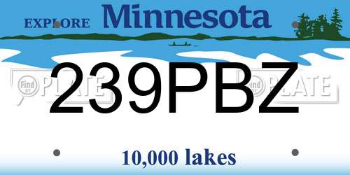 239PBZ Minnesota License Plate