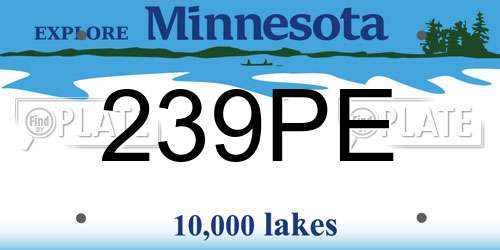 239PE Minnesota License Plate