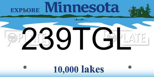239TGL Minnesota License Plate