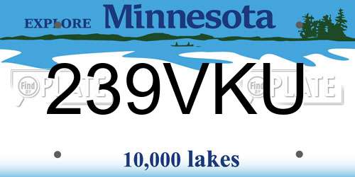 239VKU Minnesota License Plate