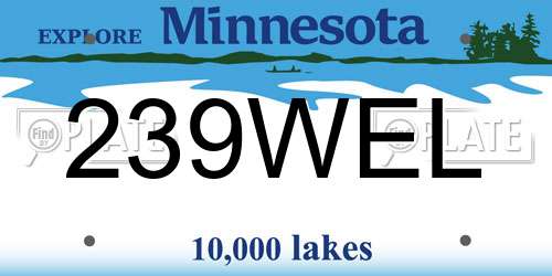 239WEL Minnesota License Plate