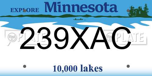 239XAC Minnesota License Plate