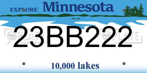 23BB222 Minnesota License Plate