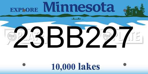 23BB227 Minnesota License Plate