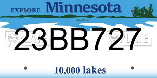 23BB727 Minnesota License Plate