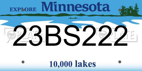 23BS222 Minnesota License Plate