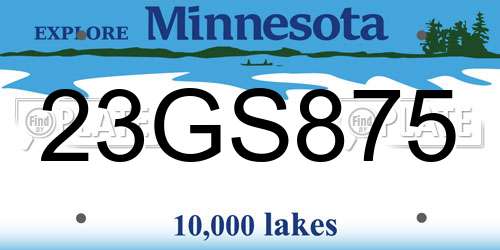 23GS875 Minnesota License Plate